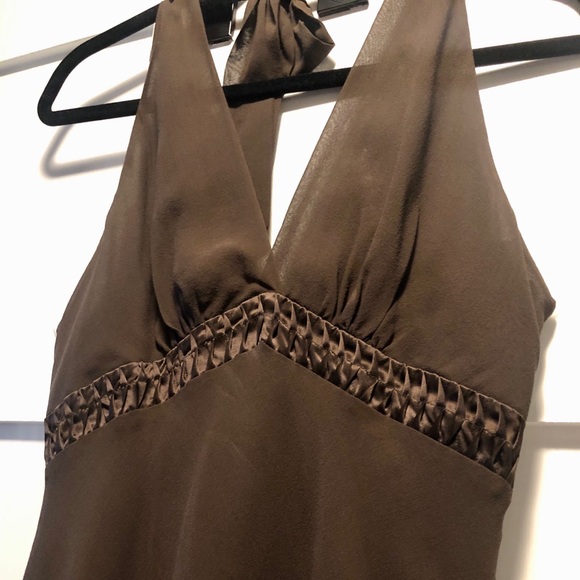 BCBGMaxAzria brown chiffon dress sz 8 💃🏽 - Picture 5 of 7